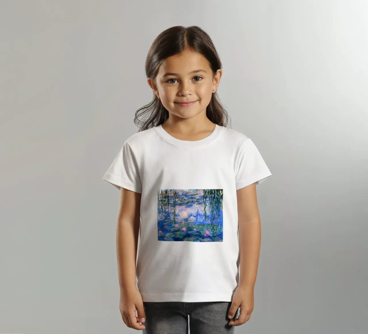 claude monet clear blue swamp painting kids t-shirt by belong shop