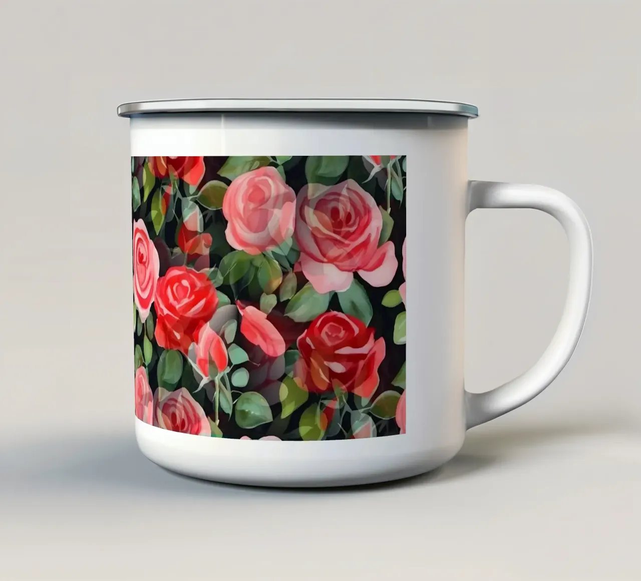 Belle rose rosse e rosa tazza in smalto da SilverPegasus