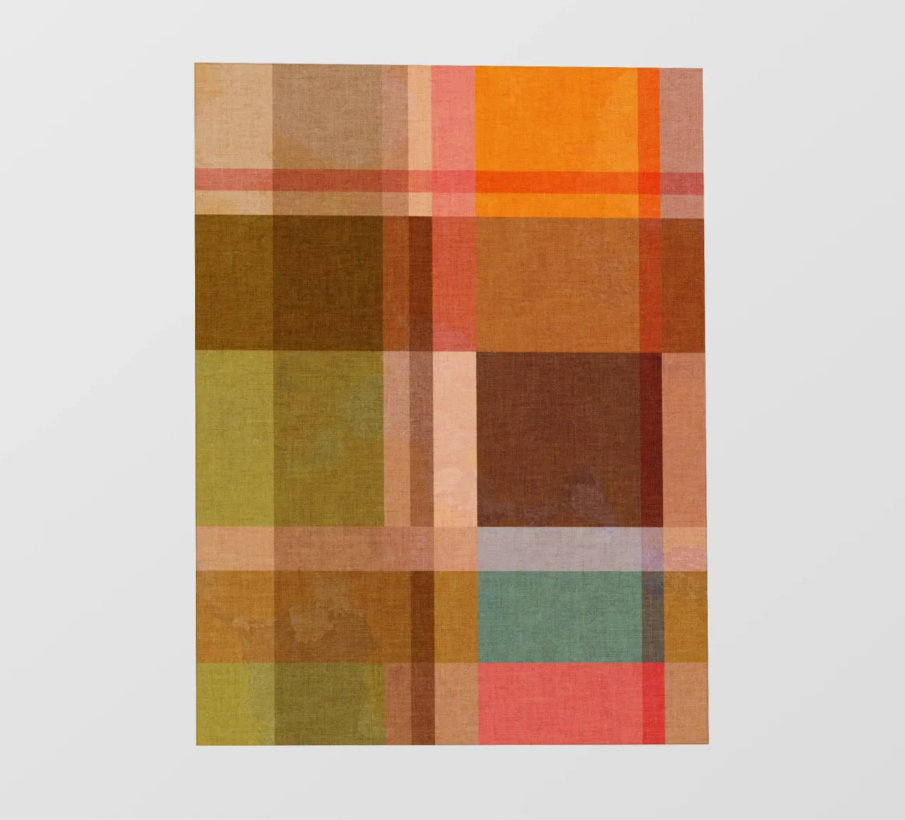 Cosy Heritage Bauhaus Plaid 1/2 earthy orange blue green backlit film by Dominique Vari Abstract