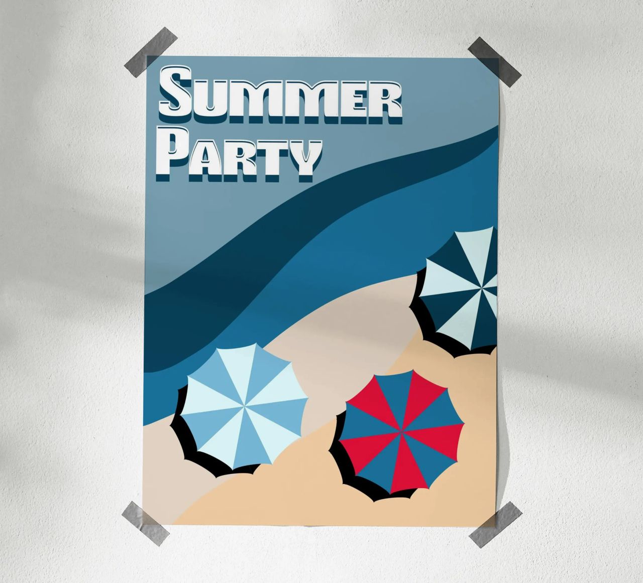 Summer Party Beach Vibes Poster | Modern Retro Art poster de Une Affaire de Filles