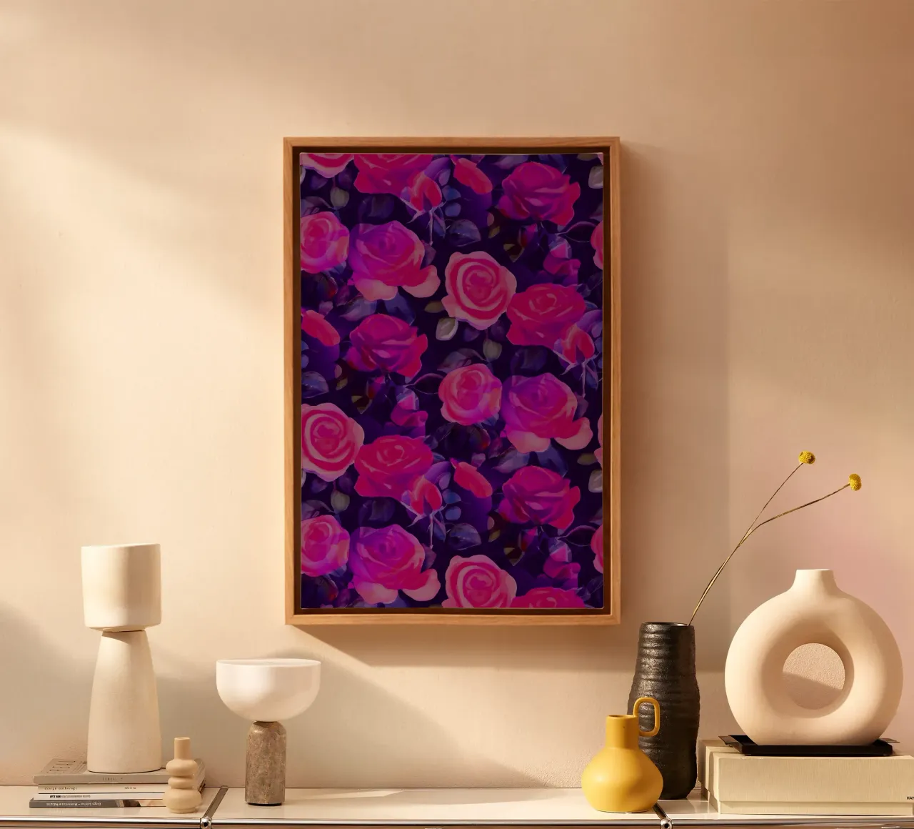 Mooie rozen roze maanlicht canvas met Baklijst van SilverPegasus