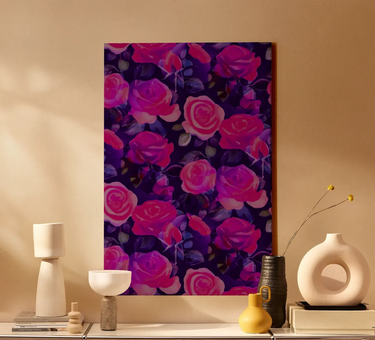 Mooie rozen roze maanlicht canvas met Baklijst van SilverPegasus