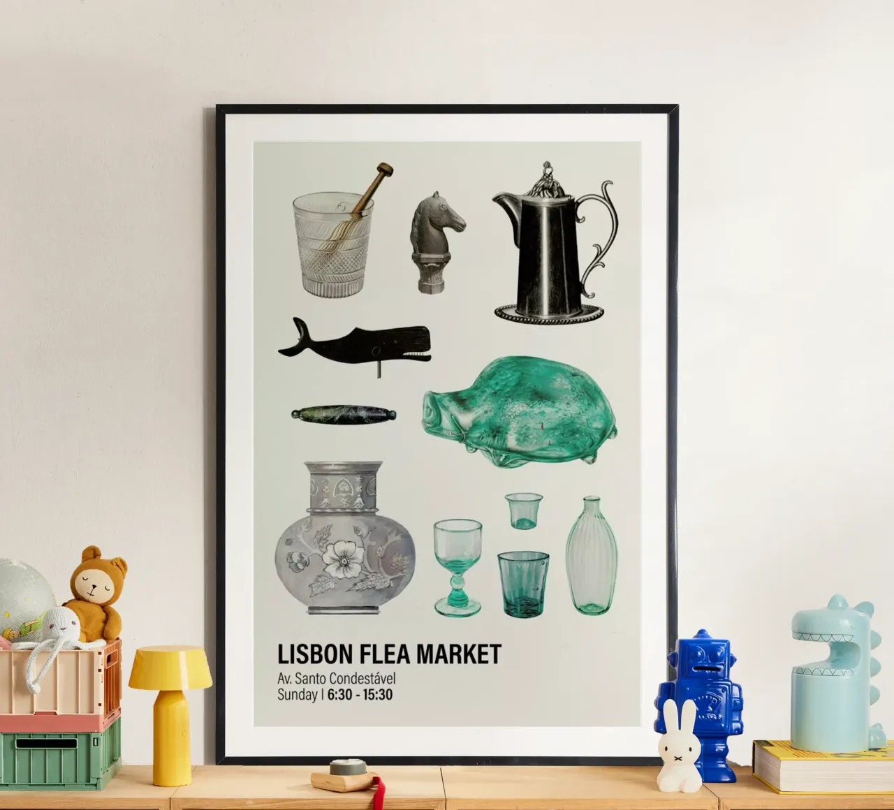 Lisbon Flea Market poster da Vintage by JUNIQE
