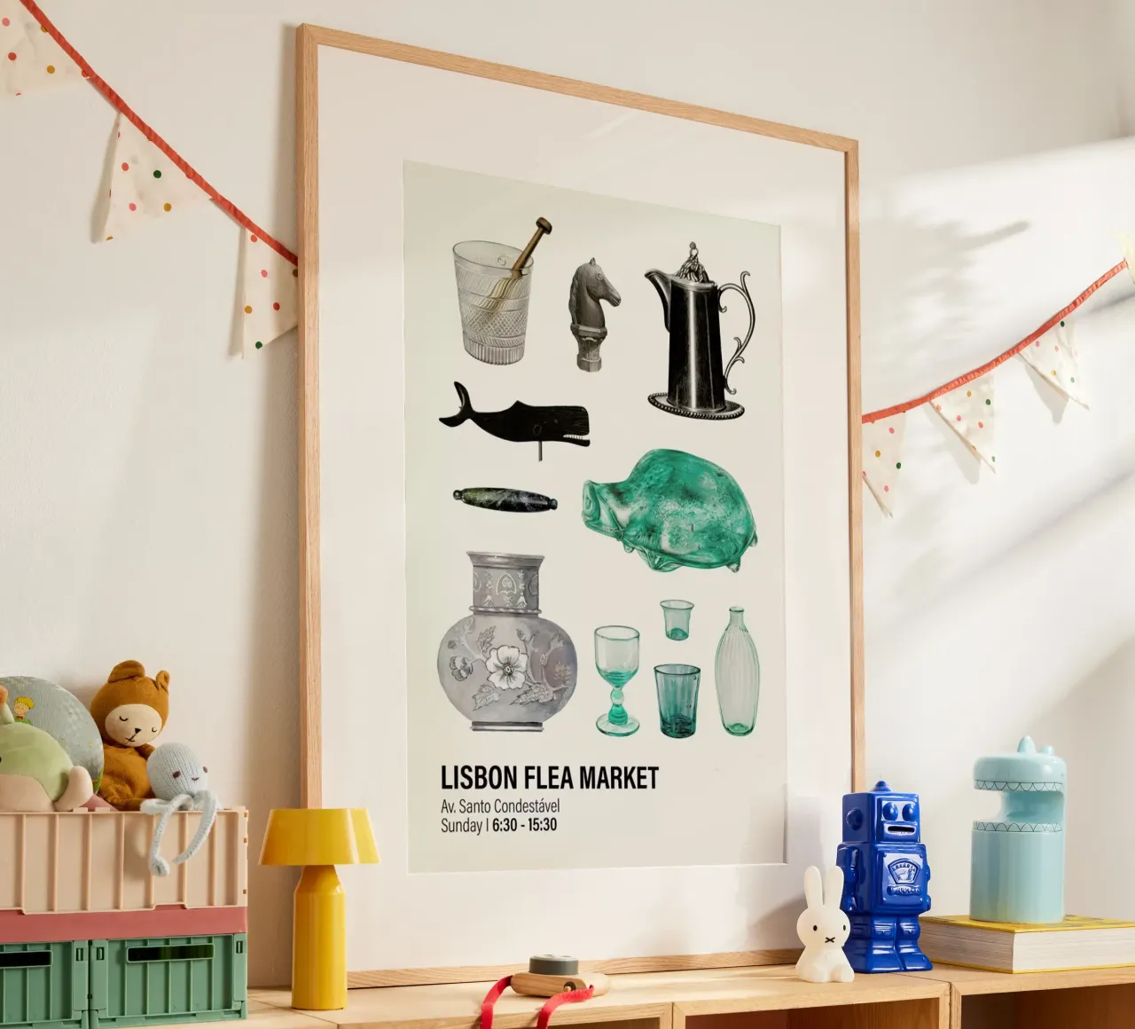 Lisbon Flea Market poster da Vintage by JUNIQE