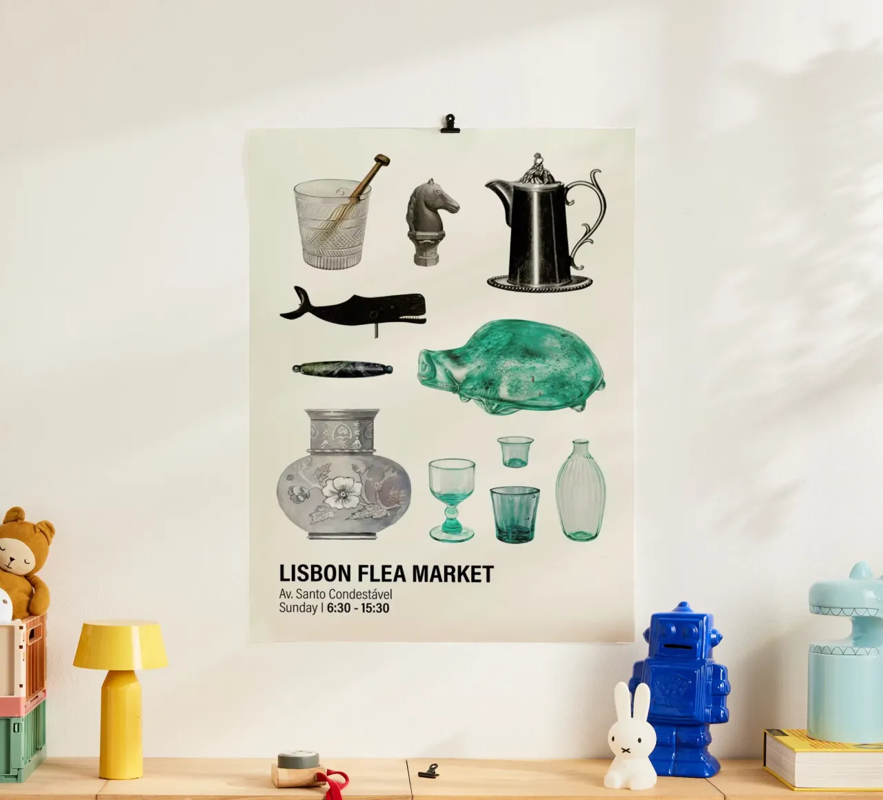 Lisbon Flea Market poster da Vintage by JUNIQE