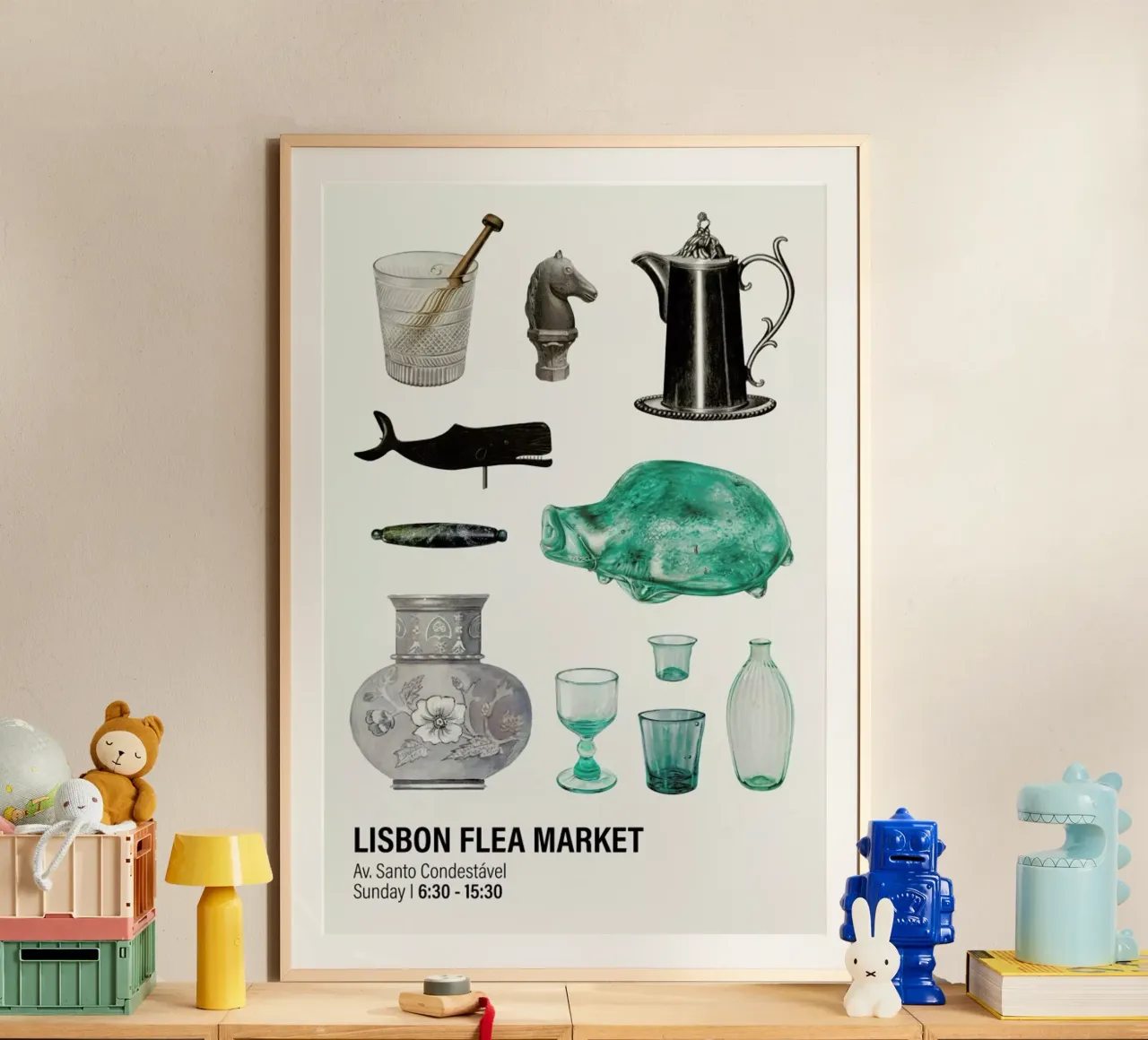 Lisbon Flea Market poster da Vintage by JUNIQE