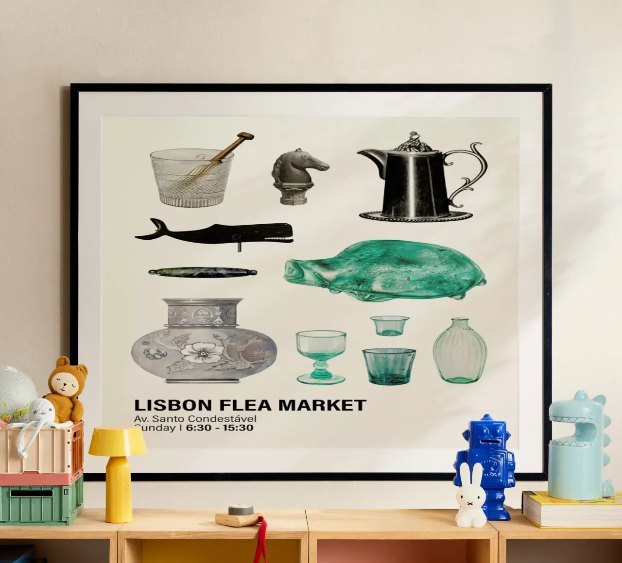 Lisbon Flea Market poster da Vintage by JUNIQE