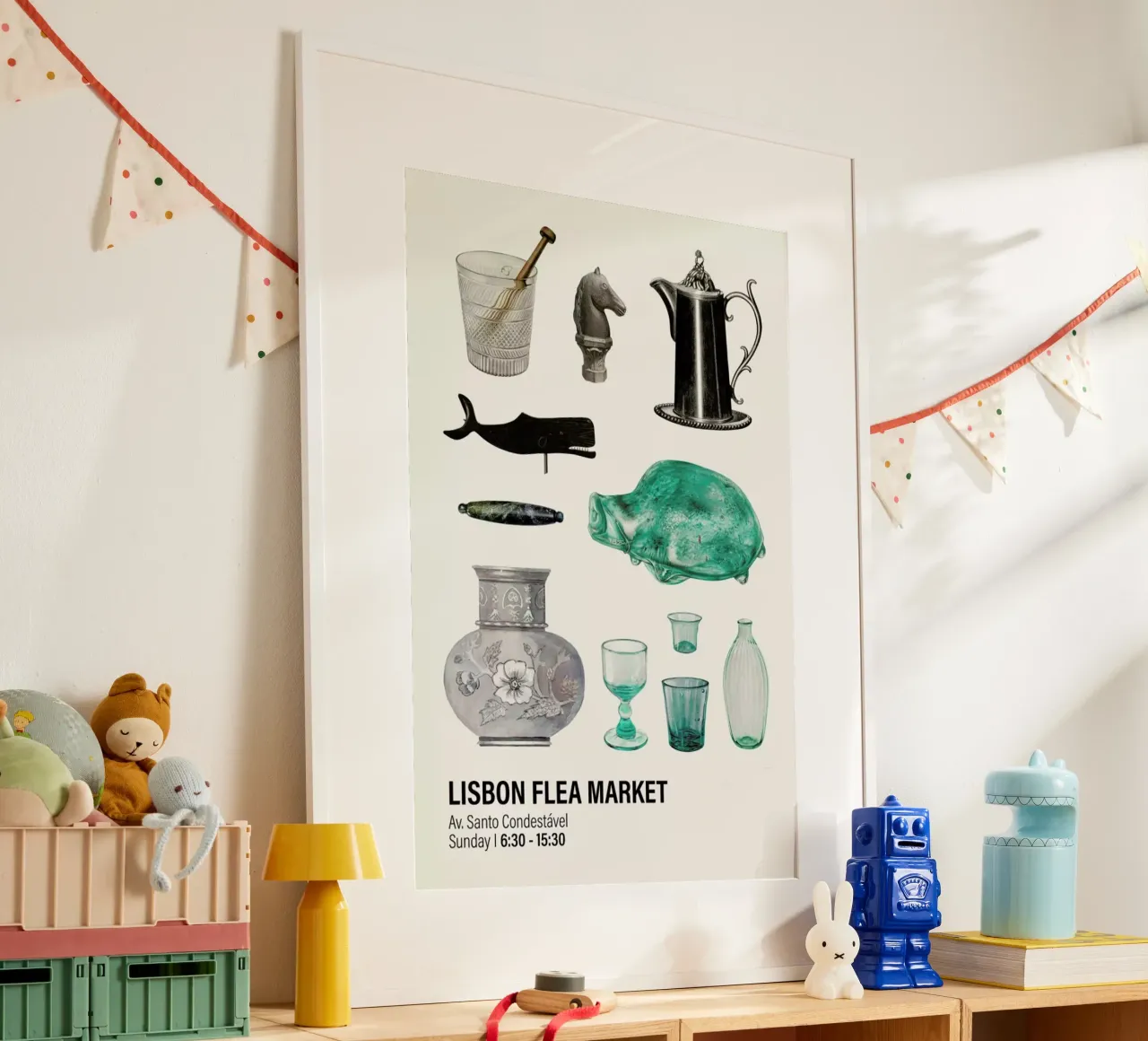 Lisbon Flea Market poster da Vintage by JUNIQE