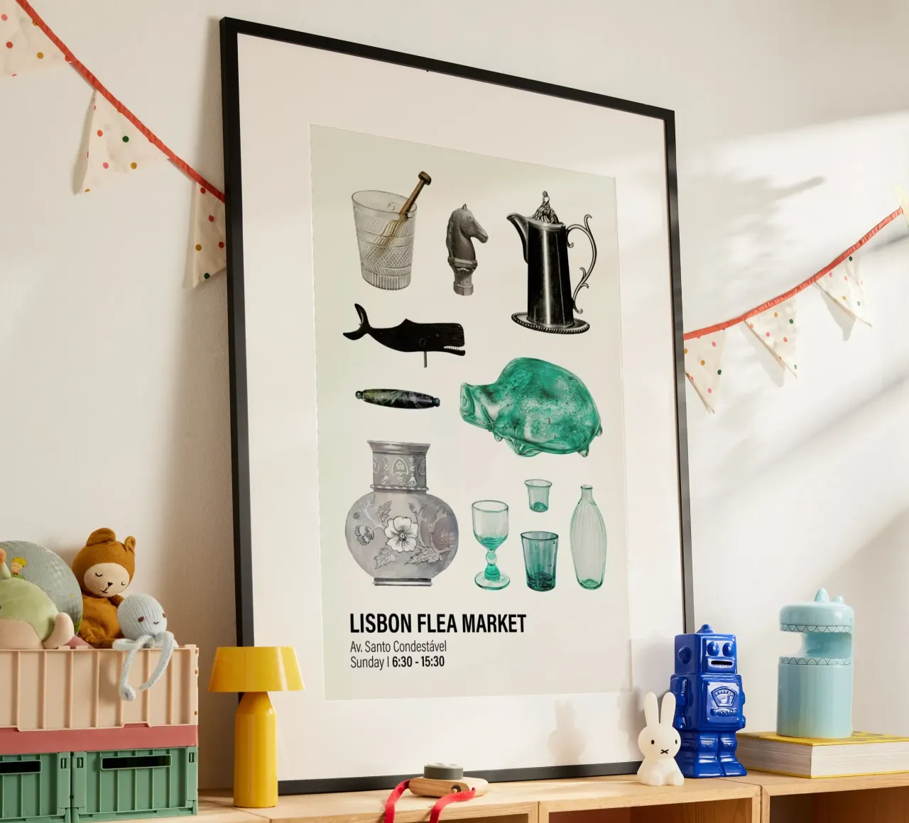 Lisbon Flea Market poster da Vintage by JUNIQE