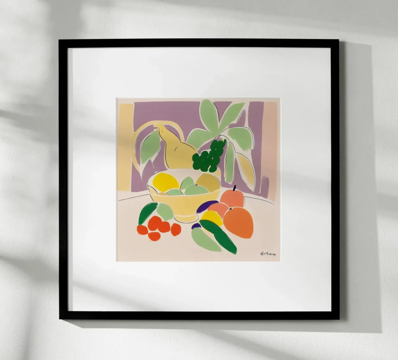 Inspiriert von Henri Matisse - Modernes Stillleben, lebendige Ausschnitte Poster mit Aluminium Rahmen von NorwesClub