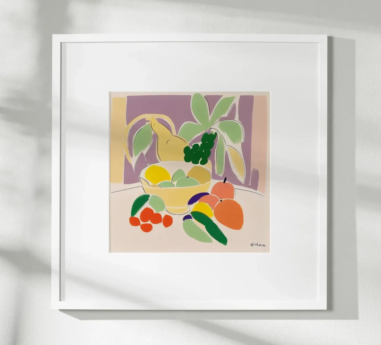 Inspiriert von Henri Matisse - Modernes Stillleben, lebendige Ausschnitte Poster mit Aluminium Rahmen von NorwesClub