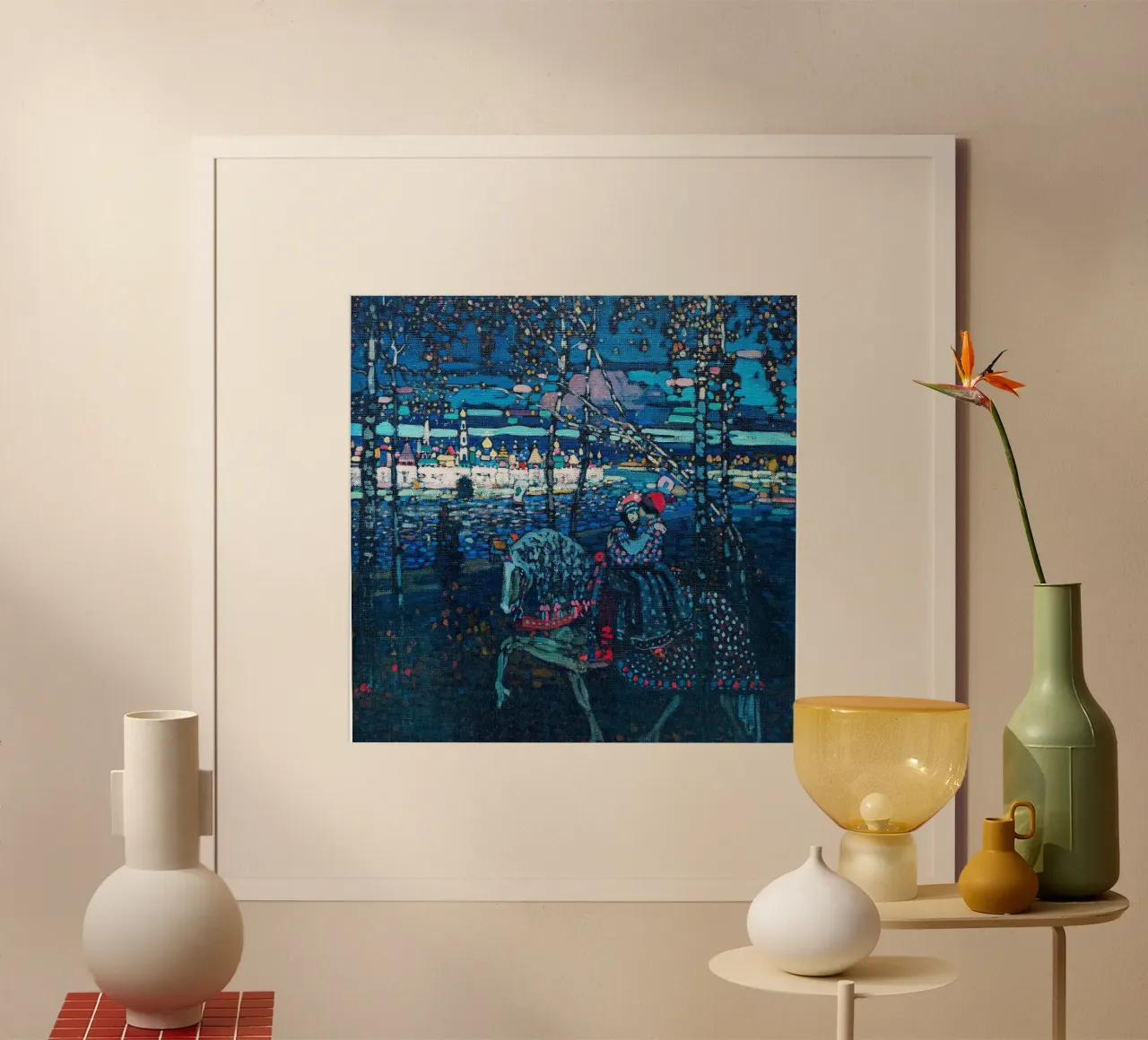 Coppia di Kandinsky a cavallo - Astrazione precoce, Sogno lirico poster con telaio in alluminio da NorwesClub