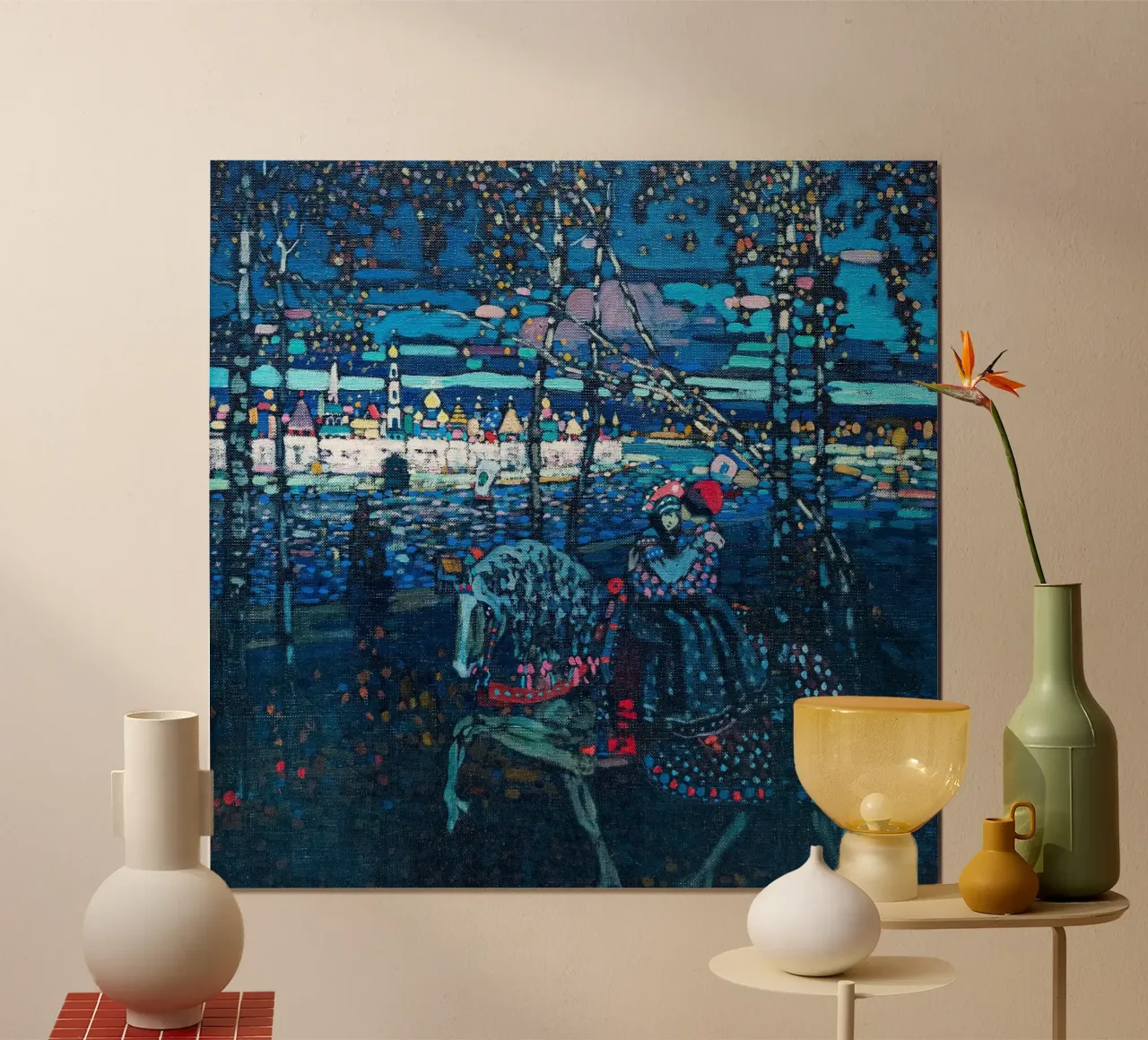 Coppia di Kandinsky a cavallo - Astrazione precoce, Sogno lirico poster con telaio in alluminio da NorwesClub