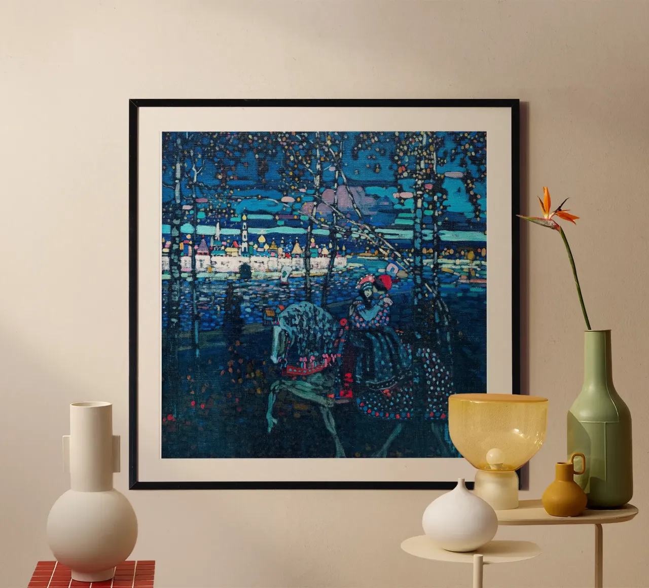 Coppia di Kandinsky a cavallo - Astrazione precoce, Sogno lirico poster con telaio in alluminio da NorwesClub