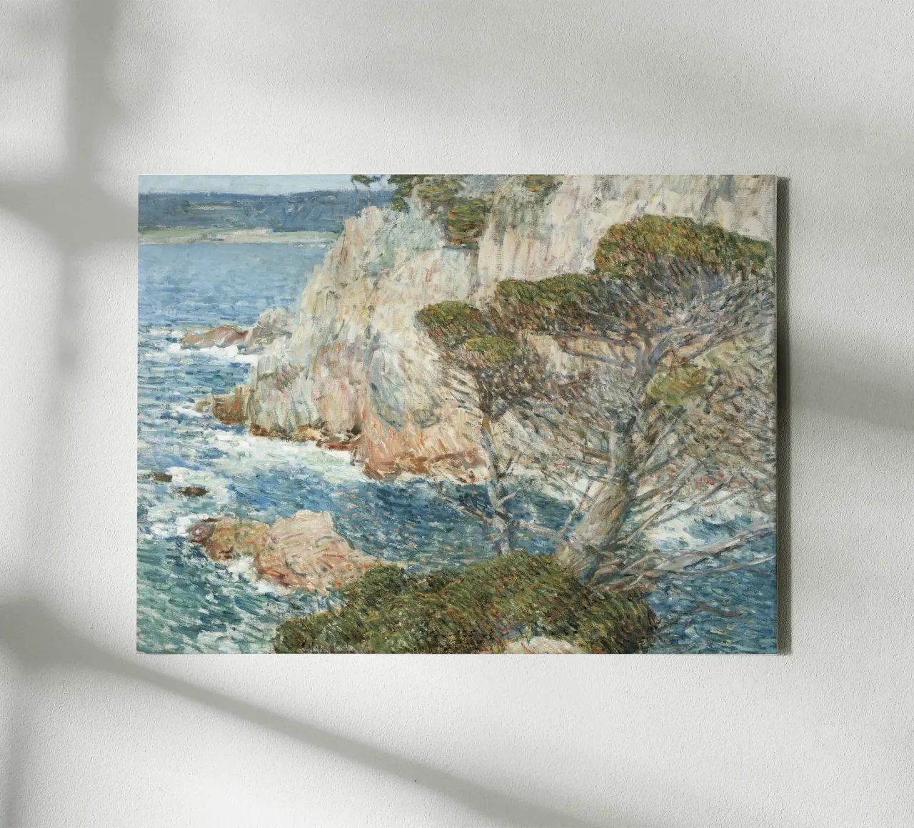 Childe Hassam Point Lobos - Amerikaans impressionisme, kustlijn canvas met Baklijst van NorwesClub