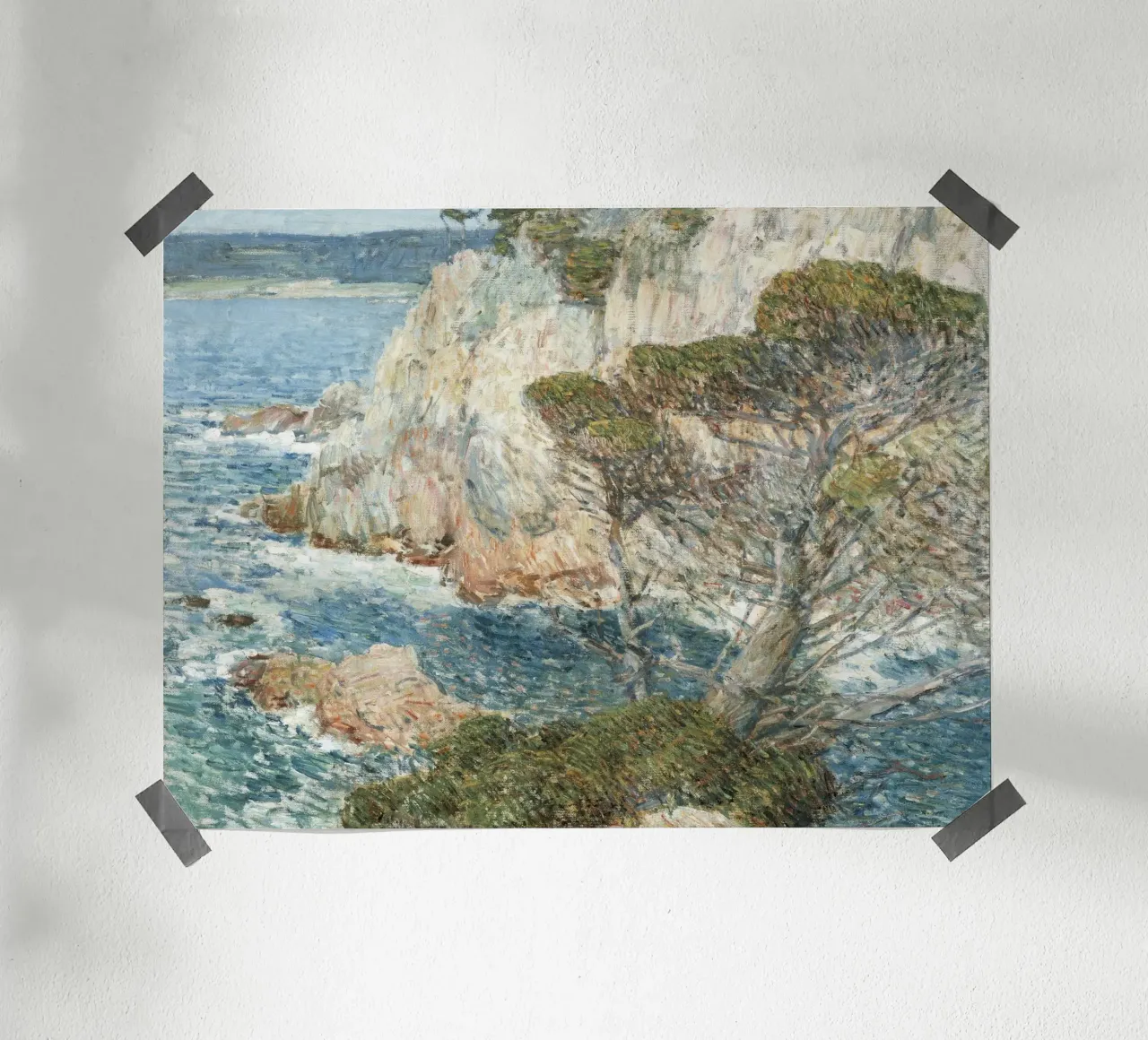 Childe Hassam Point Lobos - Impressionismo americano, costiera poster con telaio in plastica da NorwesClub