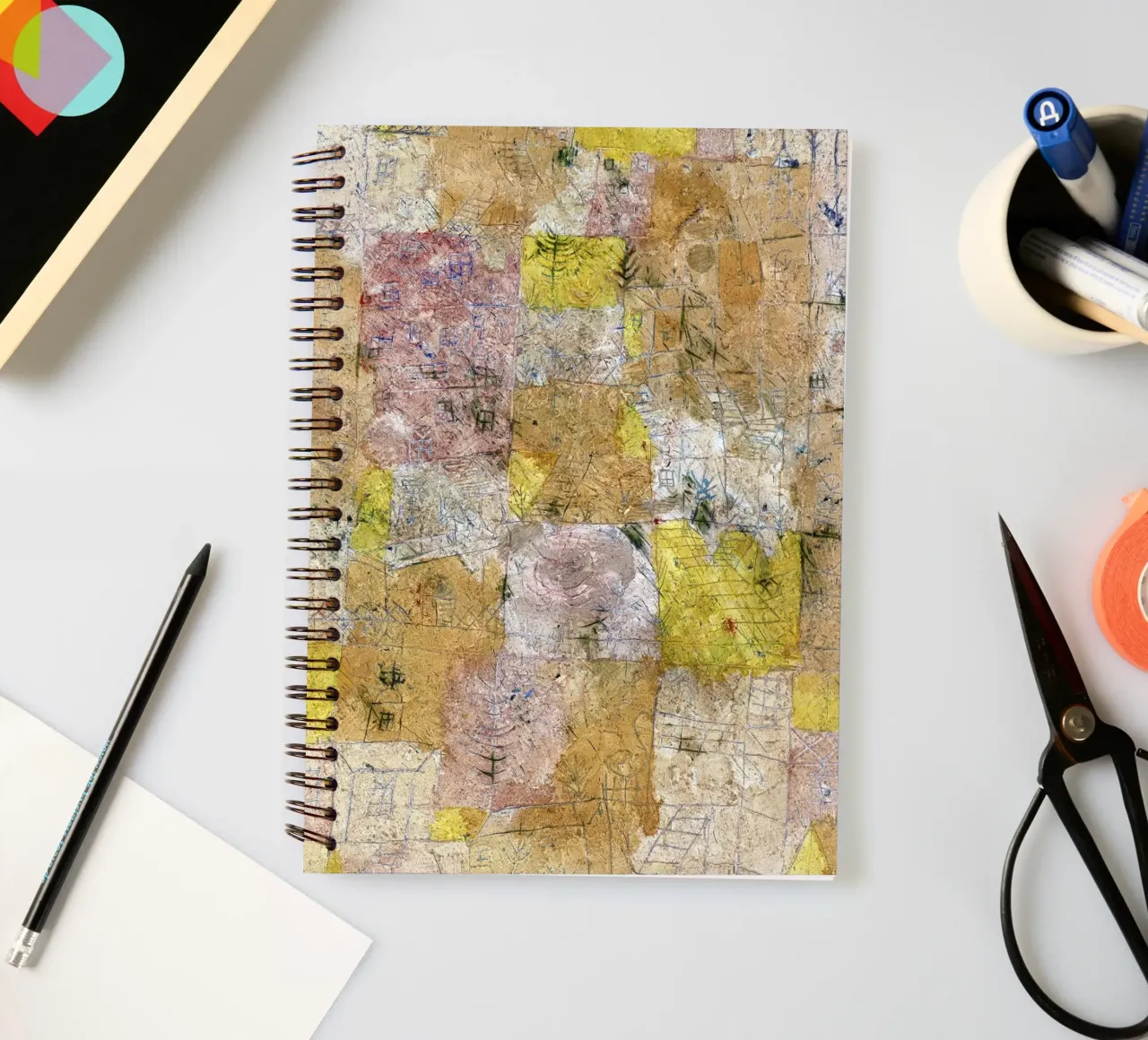 Paul Klee Suburban Idyll - Abstract Expressionism, Textured spiral notebook by NorwesClub