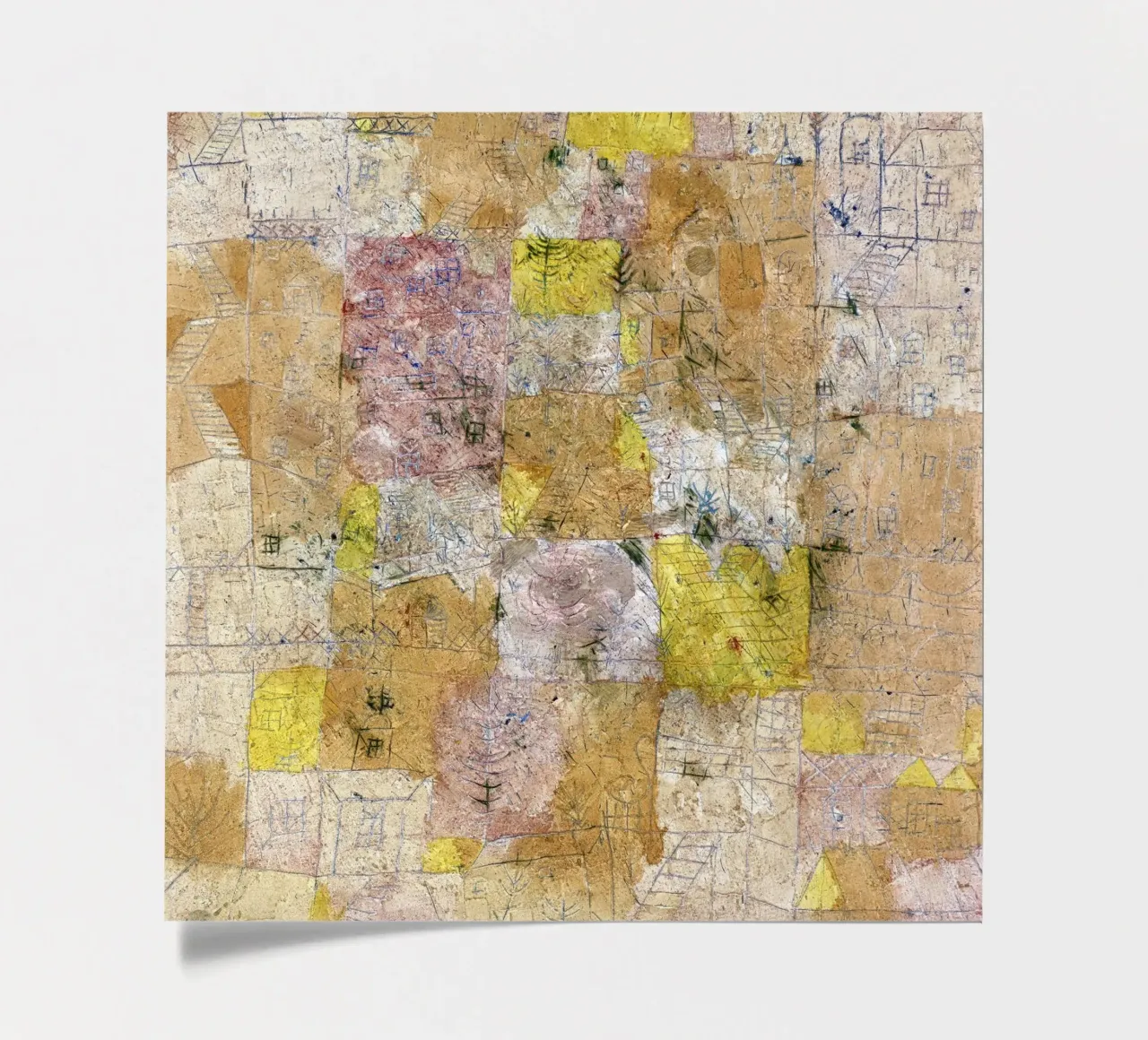 Paul Klee Vorstadtidylle - Abstrakter Expressionismus, strukturiert Stickerbogen von NorwesClub