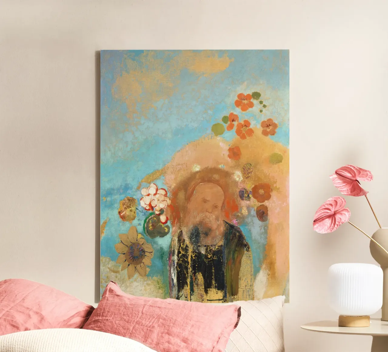 Odilon Redon: Evocation of Roussel - Symbolism, Dreamy, Flor canvas with Floater frame by NorwesClub