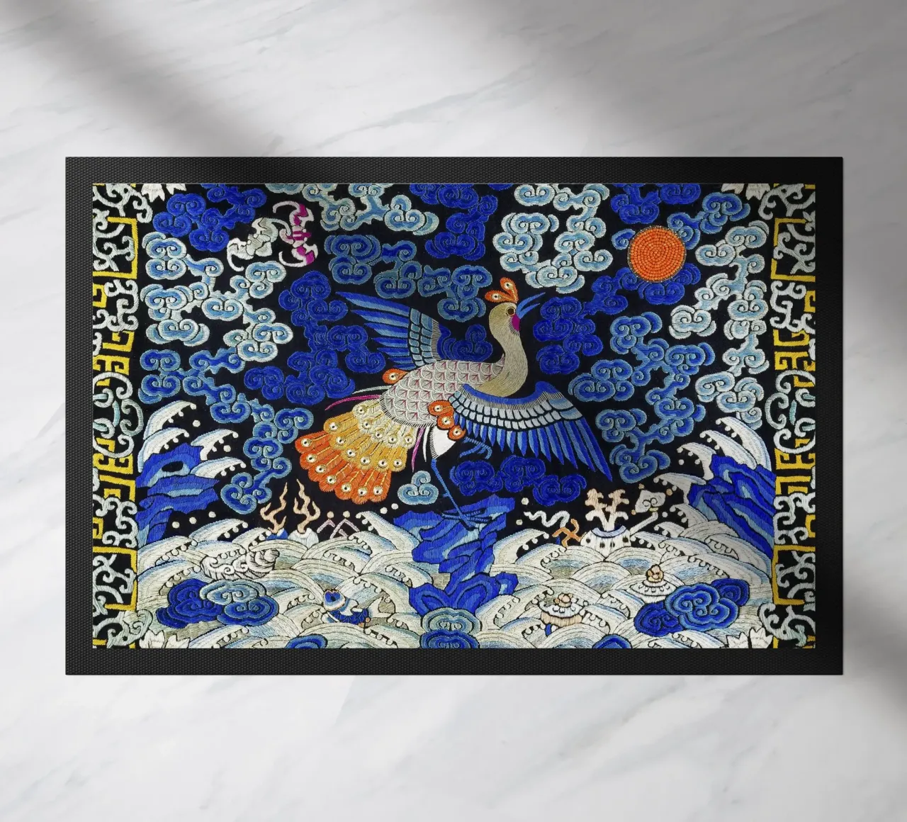 Chinesisches Rangabzeichen: Phönixkranich - Kaiserliche Kunst, Qing-Dynastie Fußmatte von NorwesClub