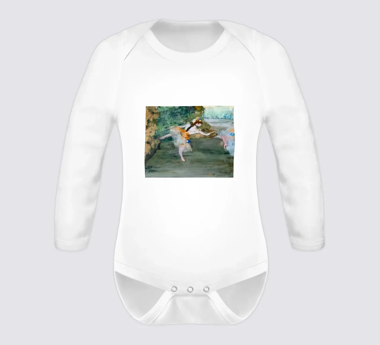 Degas: Dancer Onstage - Impressionism, Ballet Art, Movement, long-sleeve baby romper by NorwesClub