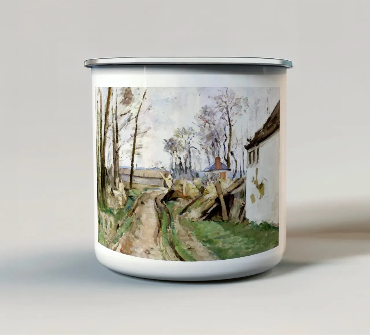 Cézanne: Strada del villaggio vicino ad Auvers - Postimpressionismo, Terra tazza in smalto da NorwesClub