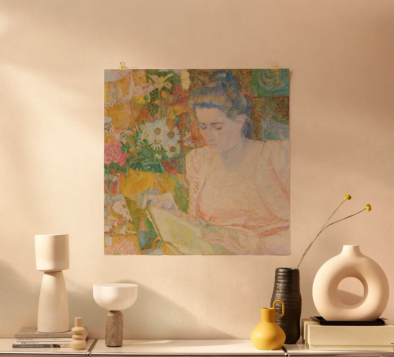 Jan Toorop - Pointillist Portrait of Mrs. Marie Jeannette de poster van NorwesClub