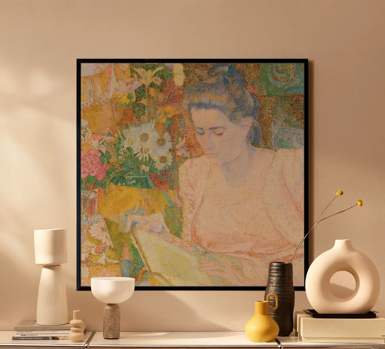Jan Toorop - Pointillist Portrait of Mrs. Marie Jeannette de poster van NorwesClub