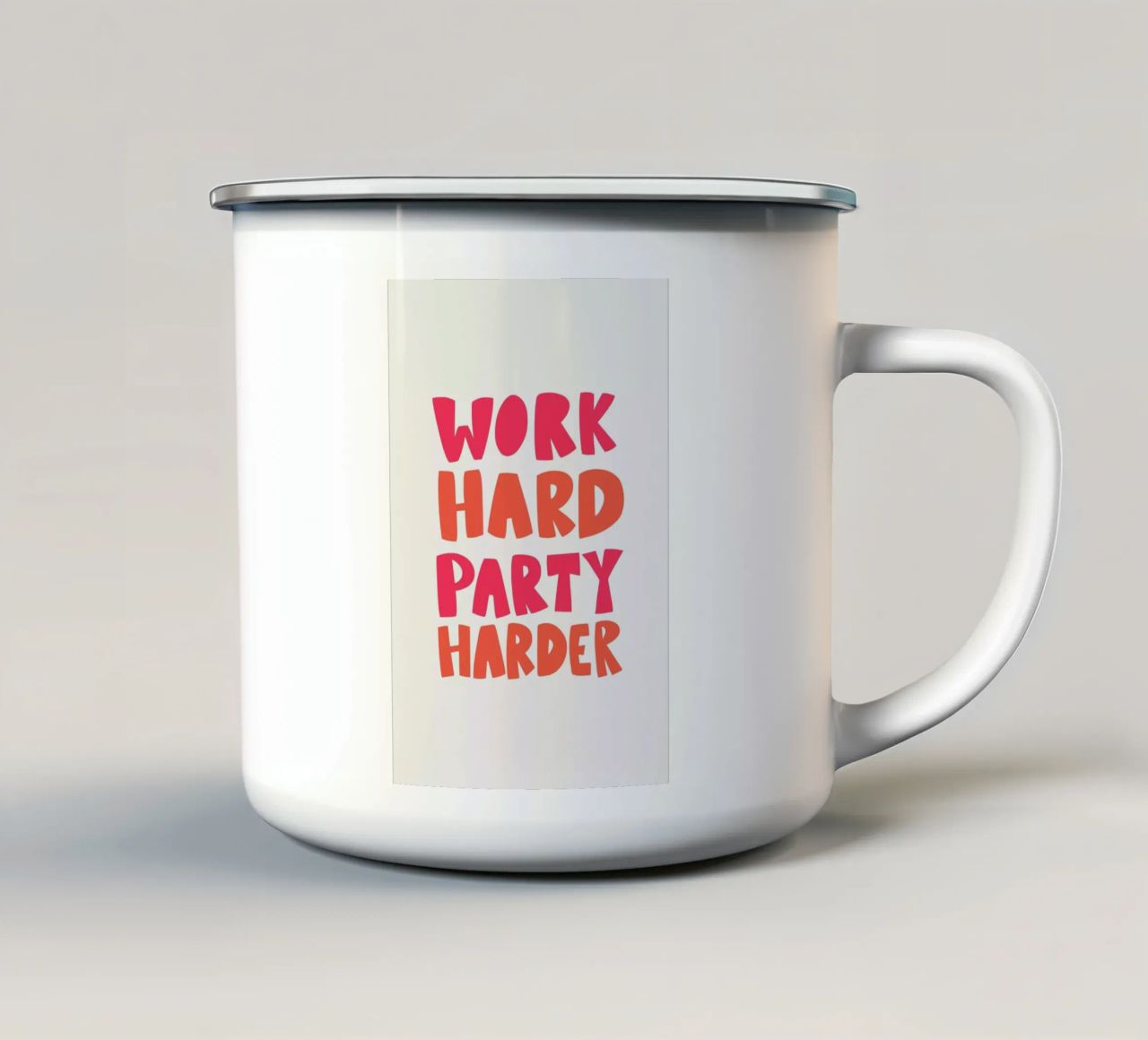 Work hard party harder tazza in smalto da Pure