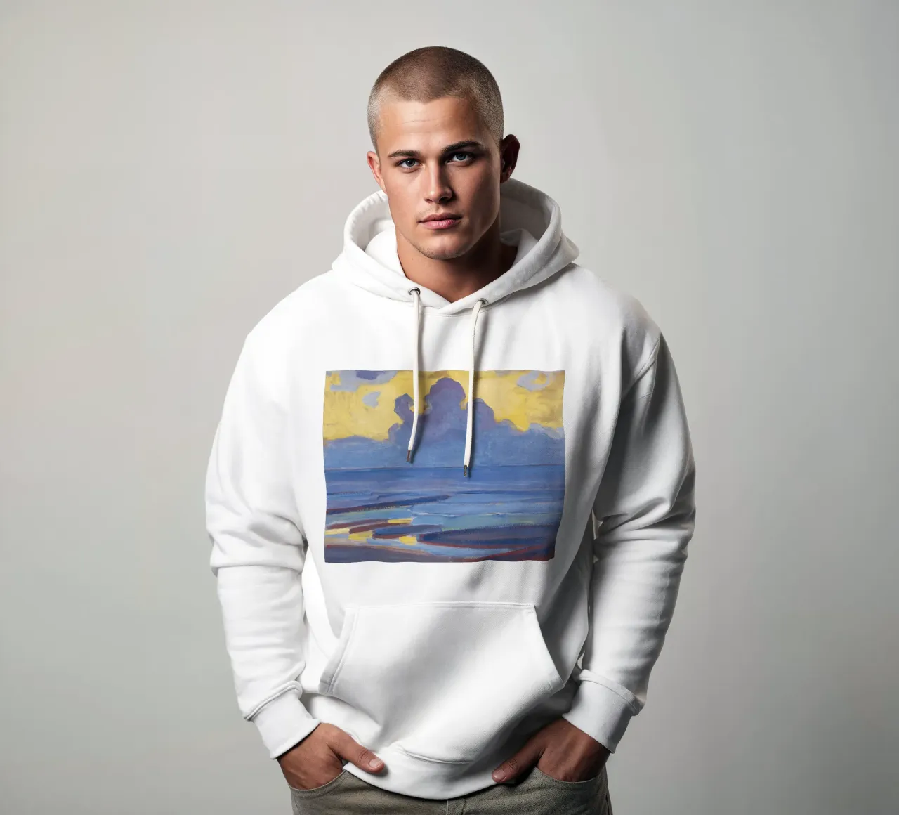 Piet Mondrian - "In riva al mare" - Luminoso paesaggio modernista felpa con cappuccio da NorwesClub