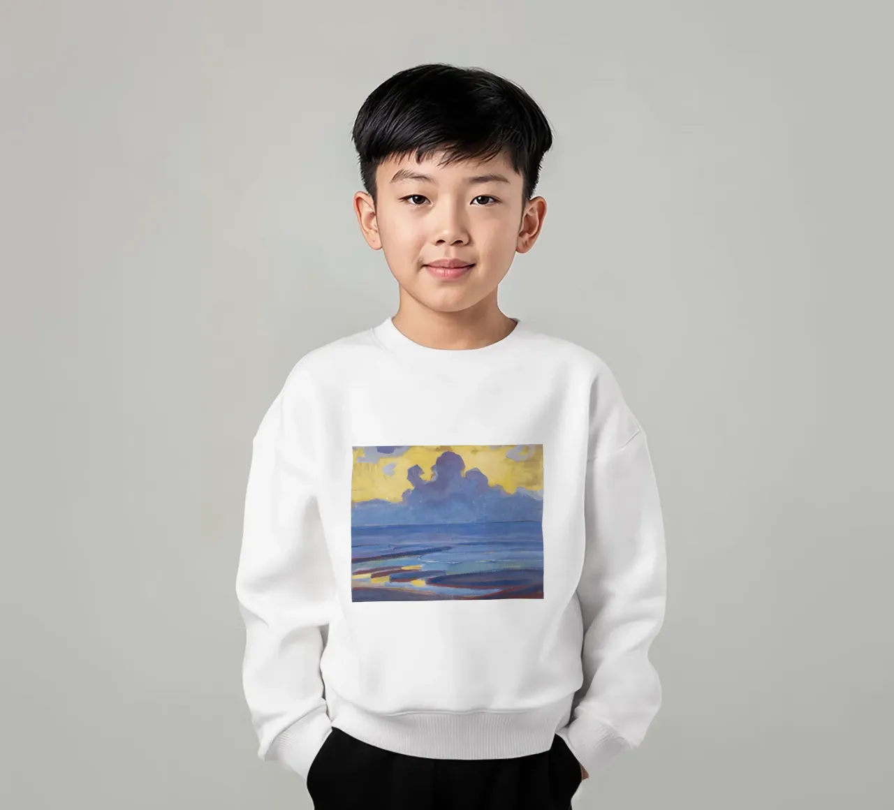 Piet Mondrian - "In riva al mare" - Luminoso paesaggio modernista felpa bambino da NorwesClub