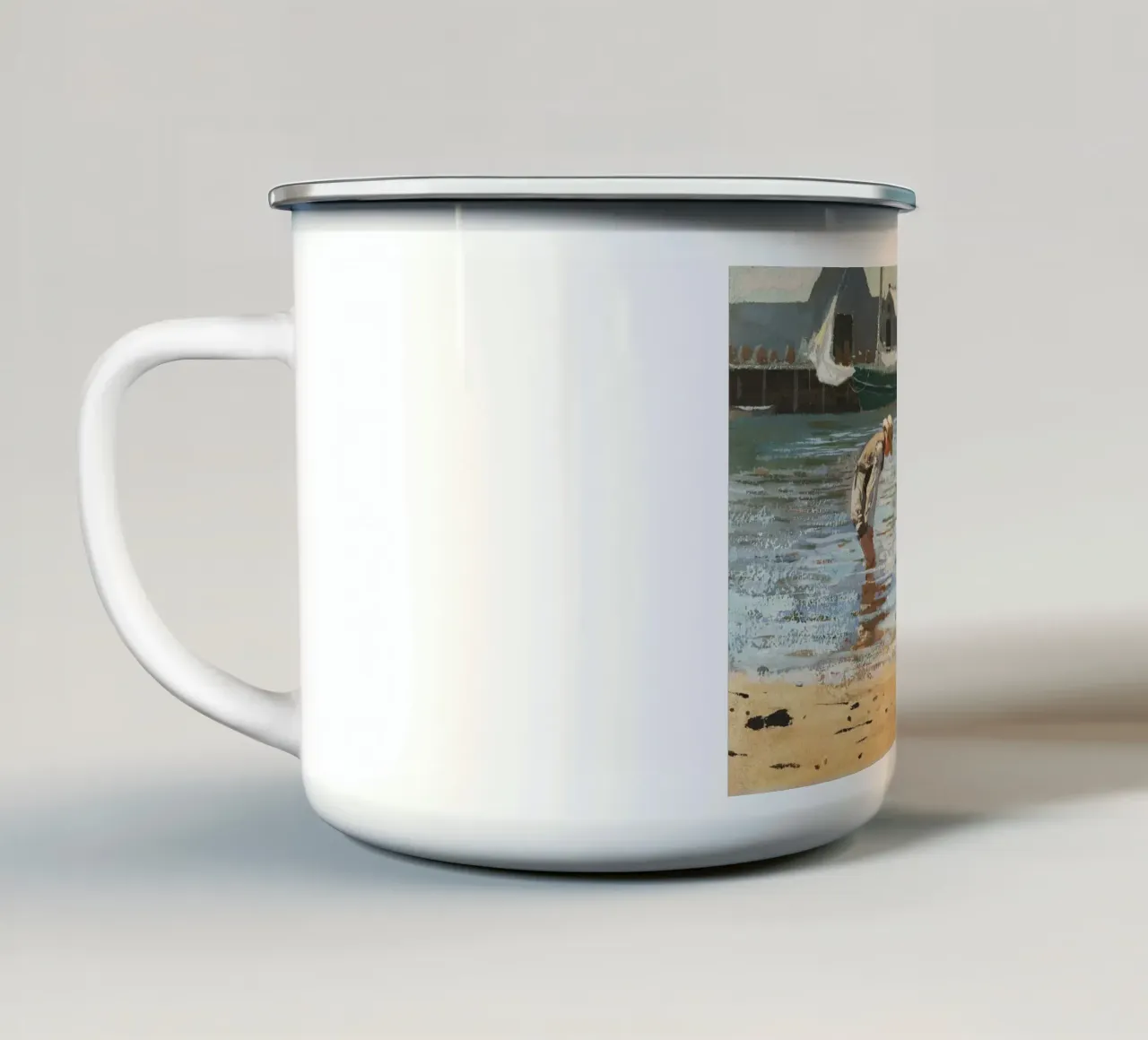 Winslow Homer - Realist "Watender Junge" - American Life Art Pr Emaille Tasse von NorwesClub