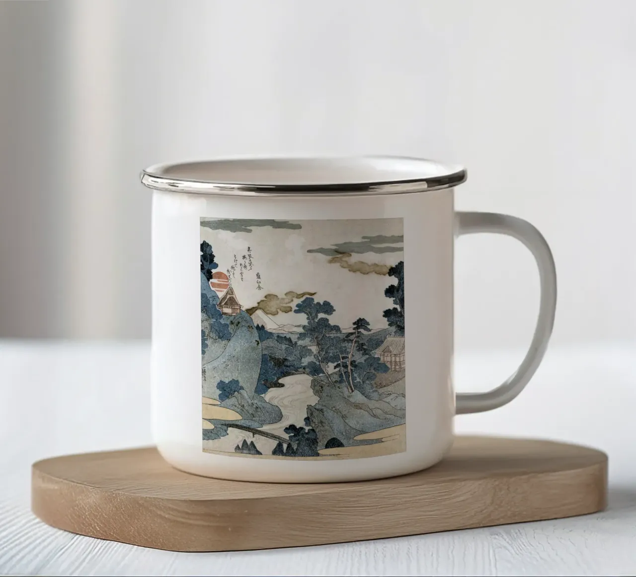 Utagawa Kuniyoshi - Ukiyo-e Mount Fuji Landscape - Japanese enamel mug by NorwesClub
