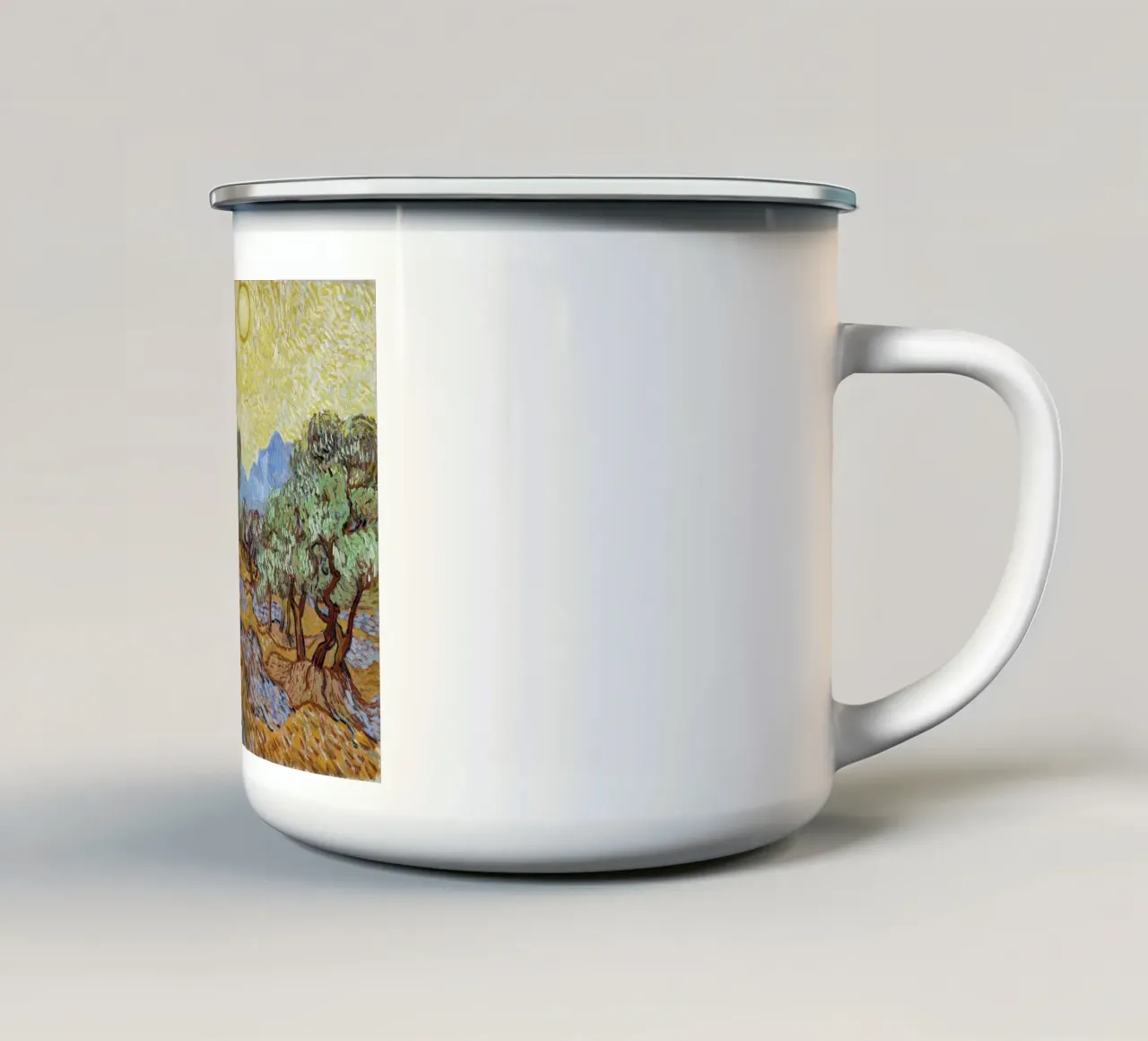 Gli "ulivi" di Van Gogh: Natura e sole post-impressionista tazza in smalto da NorwesClub