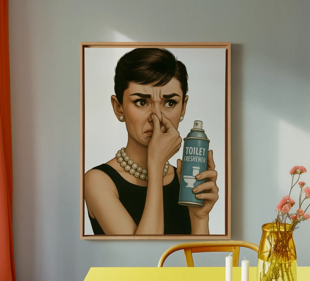 BAGNO AUDREY HEPBURN tela con Cornice a cassetta da ARTOMATIC