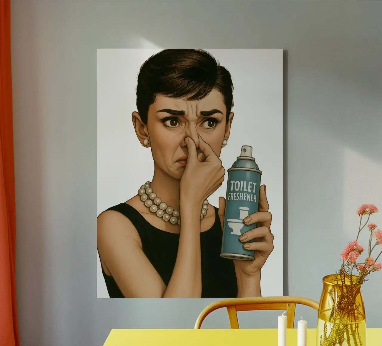 BAGNO AUDREY HEPBURN tela con Cornice a cassetta da ARTOMATIC