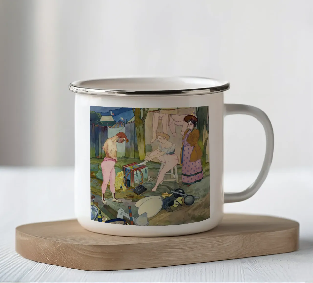 Georges de Feure: il dramma del backstage del circo Art Nouveau tazza in smalto da NorwesClub