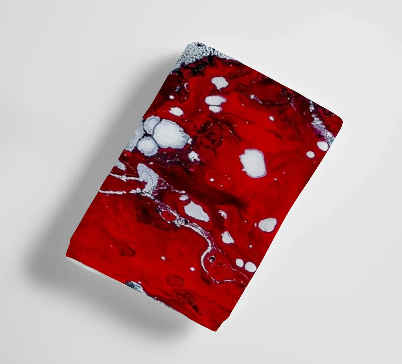 Abstract Flow: Bold Red & White Acrylic Pour Canvas Art towel by NorwesClub