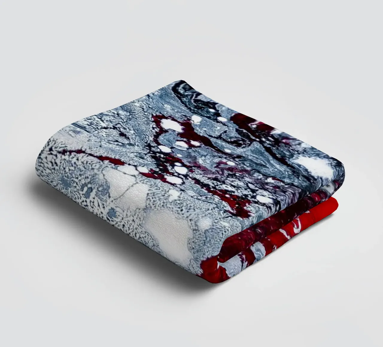 Abstract Flow: Bold Red & White Acrylic Pour Canvas Art towel by NorwesClub