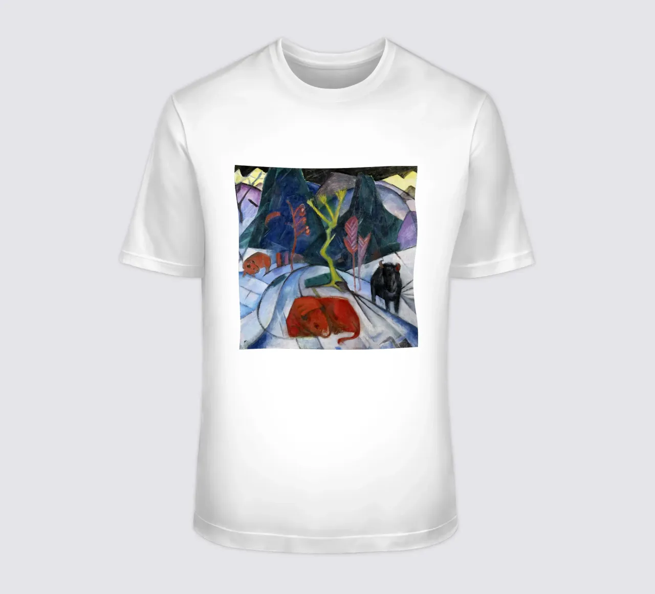 Franz Marc: Mystical Winter Bison - Expressionism Art Print, t-shirt by NorwesClub