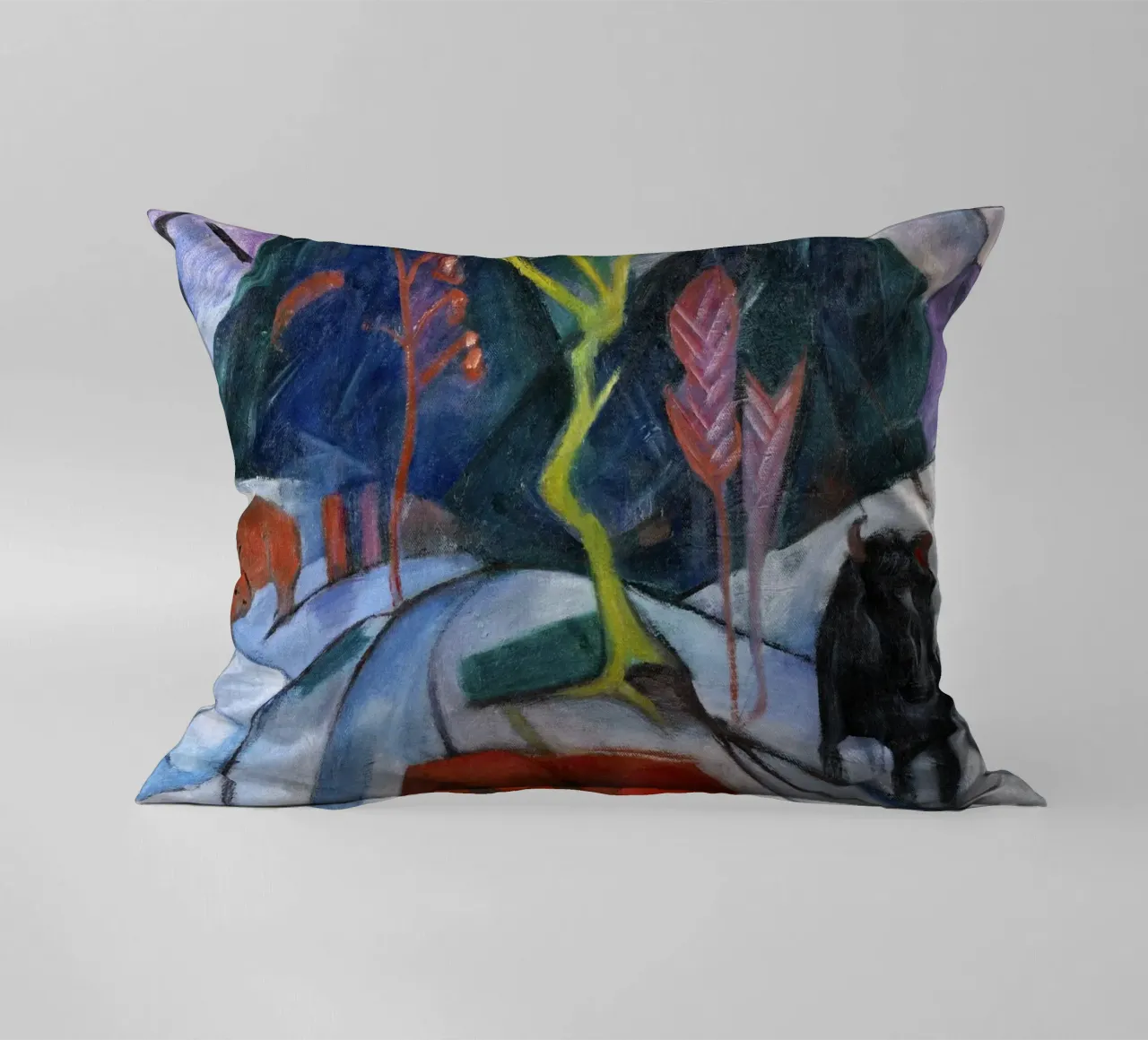 Franz Marc: Mystical Winter Bison - Expressionism Art Print, decorative cushion by NorwesClub