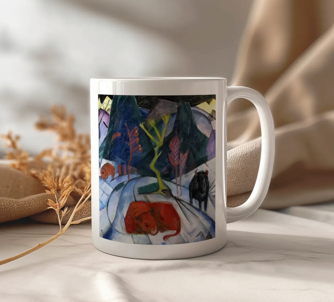 Franz Marc: Bisonte mistico d'inverno - Stampa d'arte espressionista, tazza in ceramica da NorwesClub