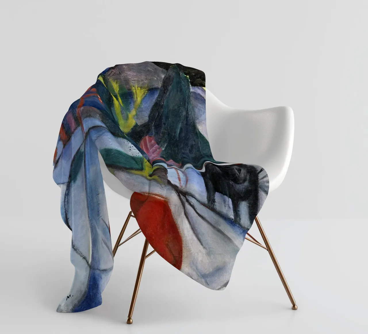 Franz Marc: Mystical Winter Bison - Expressionism Art Print, fleece blanket by NorwesClub