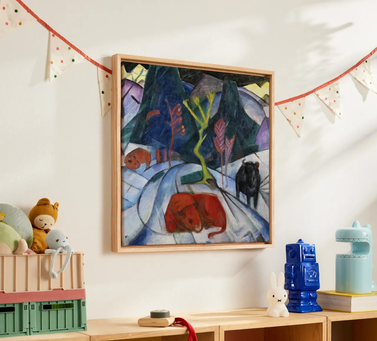 Franz Marc: Mystical Winter Bison - Expressionism Art Print, canvas by NorwesClub