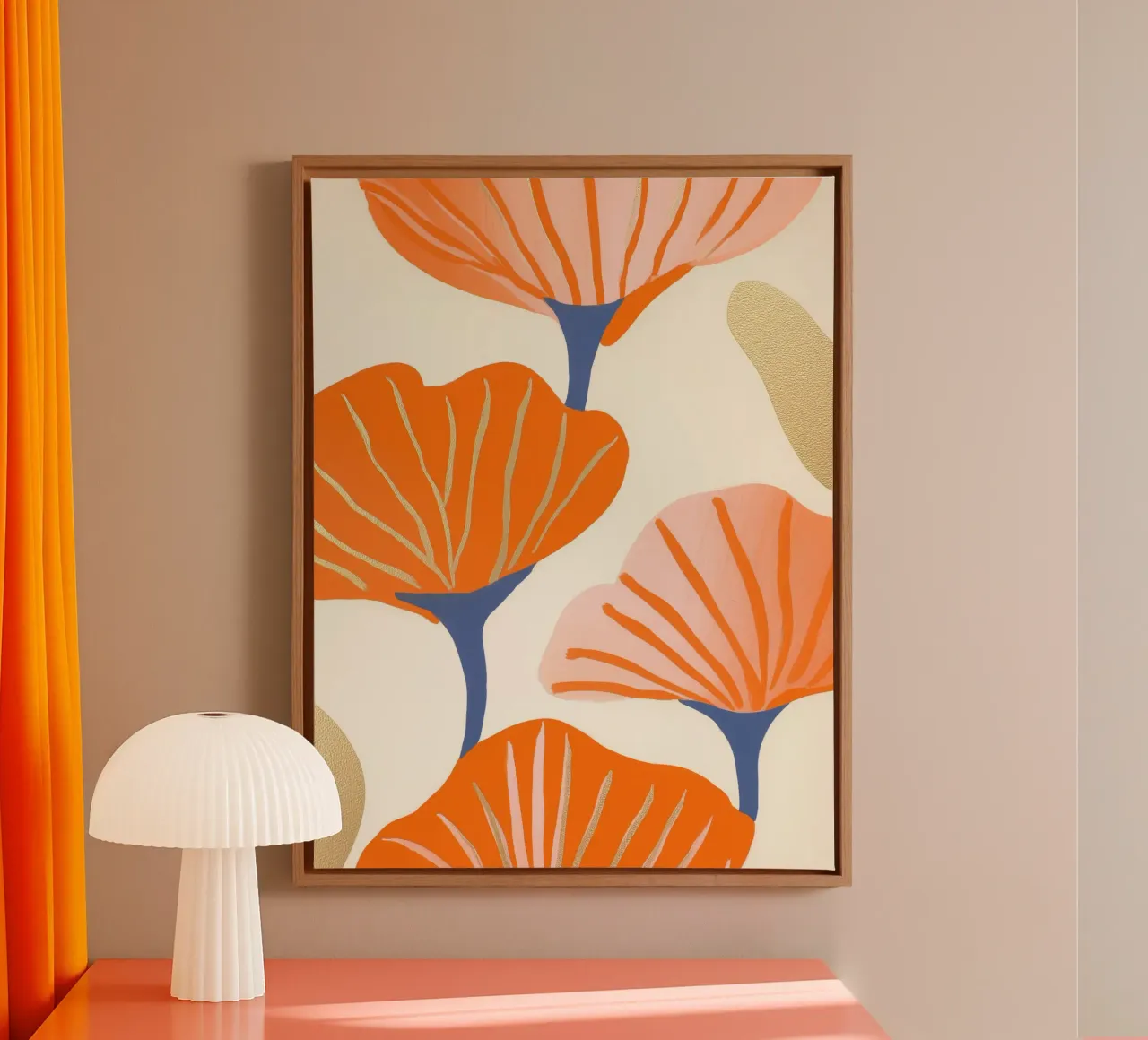 Decoratieve klaprozen met goud grafisch ontwerp canvas met Baklijst van Autofocus