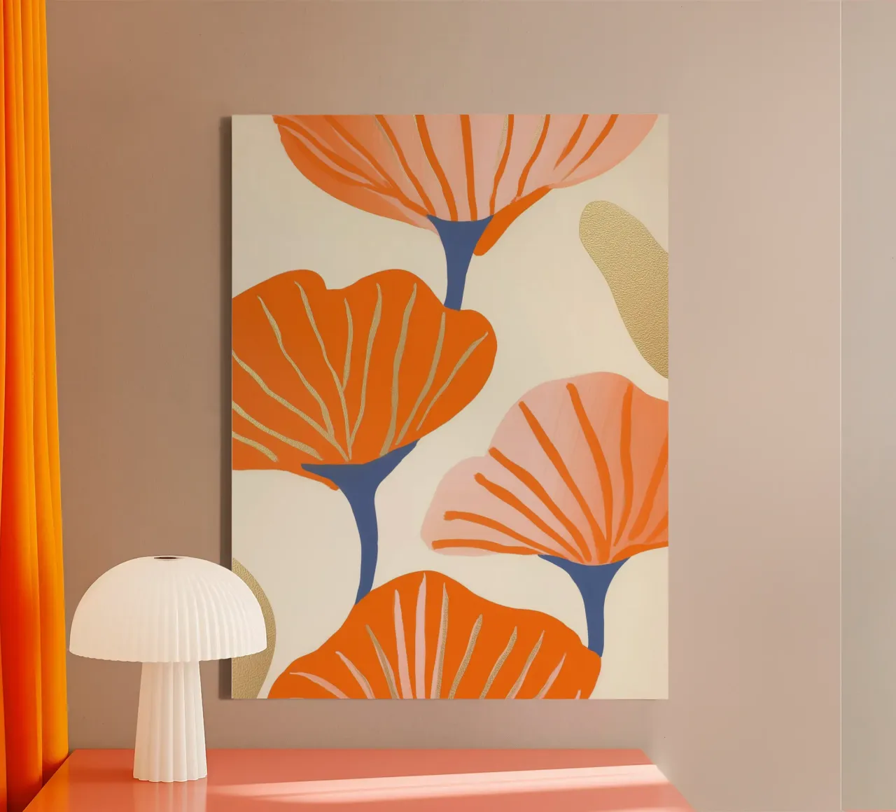 Decoratieve klaprozen met goud grafisch ontwerp canvas met Baklijst van Autofocus
