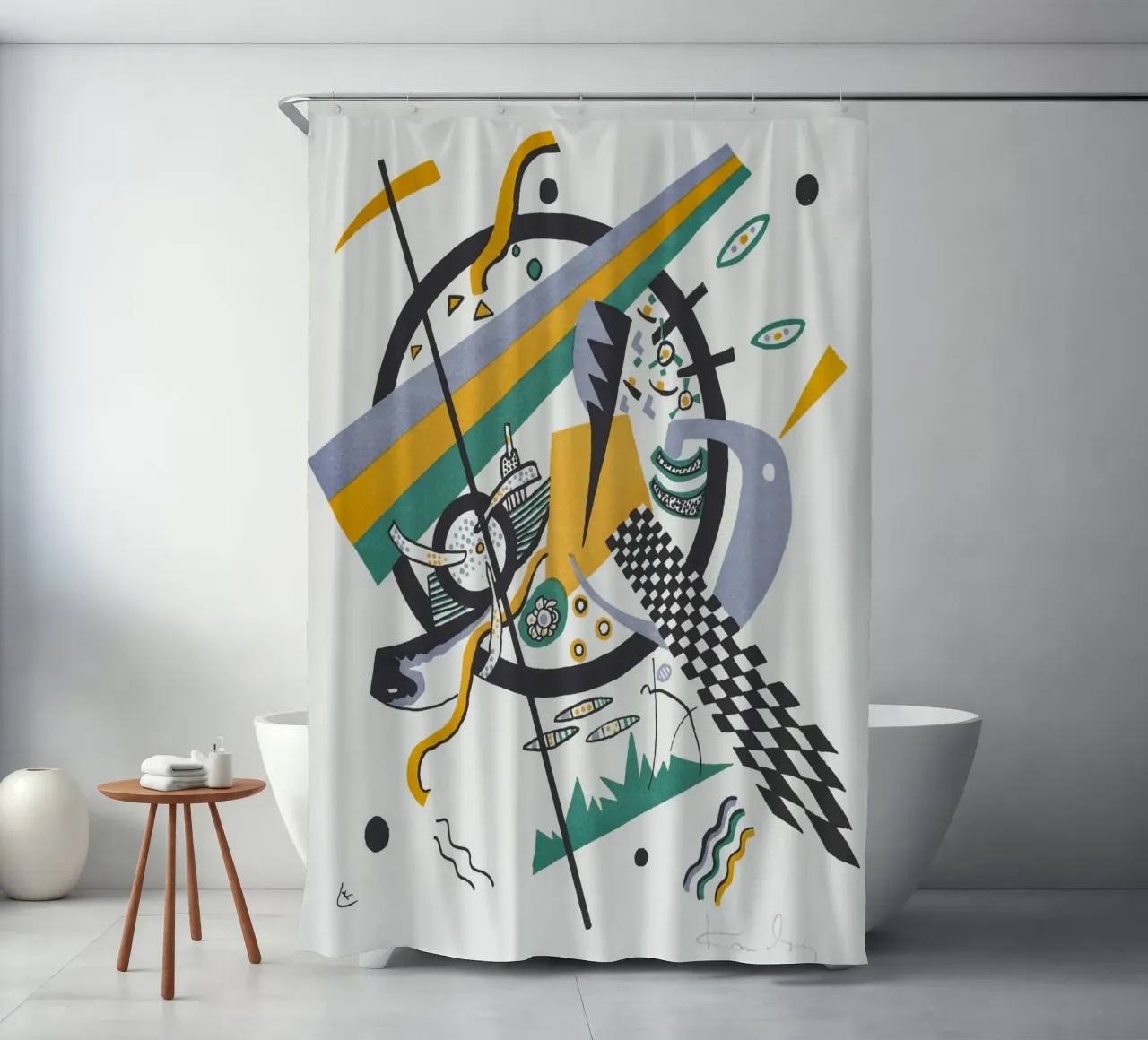 Wassily Kandinsky: Kleine Welten IV - Abstract Geometric Pri Duschvorhang von NorwesClub
