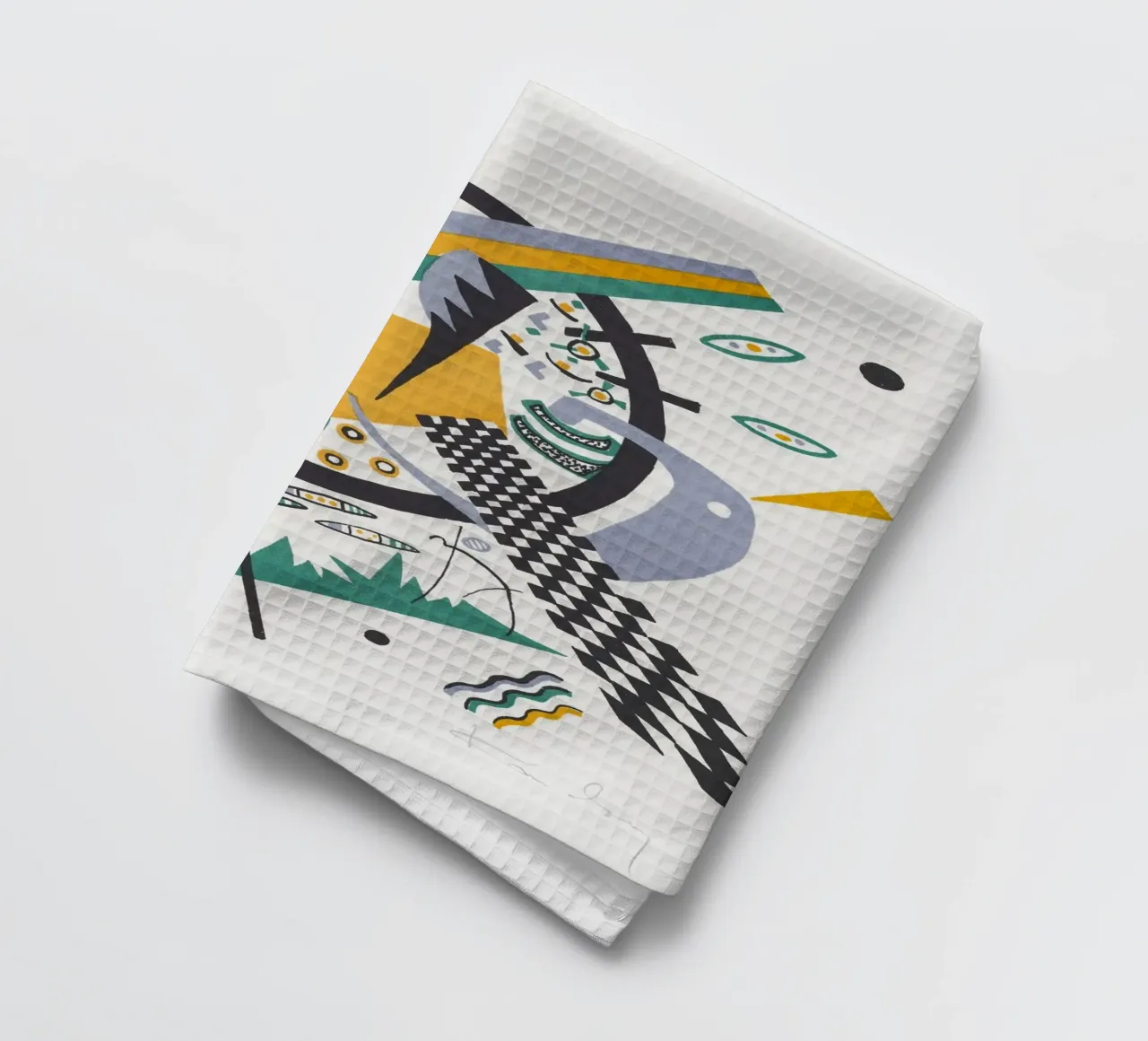 Wassily Kandinsky: Small Worlds IV - Abstract Geometric Pri tea towel by NorwesClub