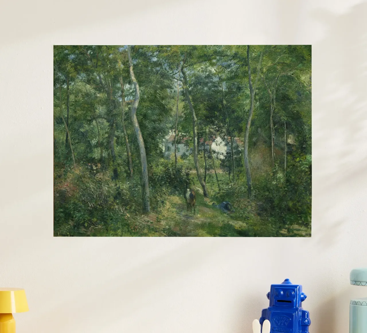 Pissarro's Impressionist Forest: Nature & Tranquility Art Pr poster with wooden frame by NorwesClub
