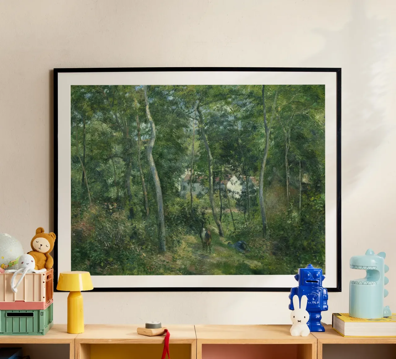 Pissarro's Impressionist Forest: Nature & Tranquility Art Pr poster with wooden frame by NorwesClub